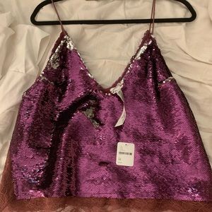 FREE PEOPLE (NWT) pink sparkly tank